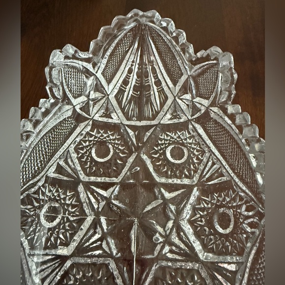 IMPERIAL GLASS RELISH DISH Nucut Pressed Crystal Saw Tooth Edge Vintage 11” - Picture 3 of 11